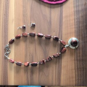 Polished Carnelian stone necklace and earrings set